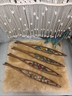 Vintage 1960's Hollywood Regency Floral Sexton Metal Wall Art MCM - Set of Four
